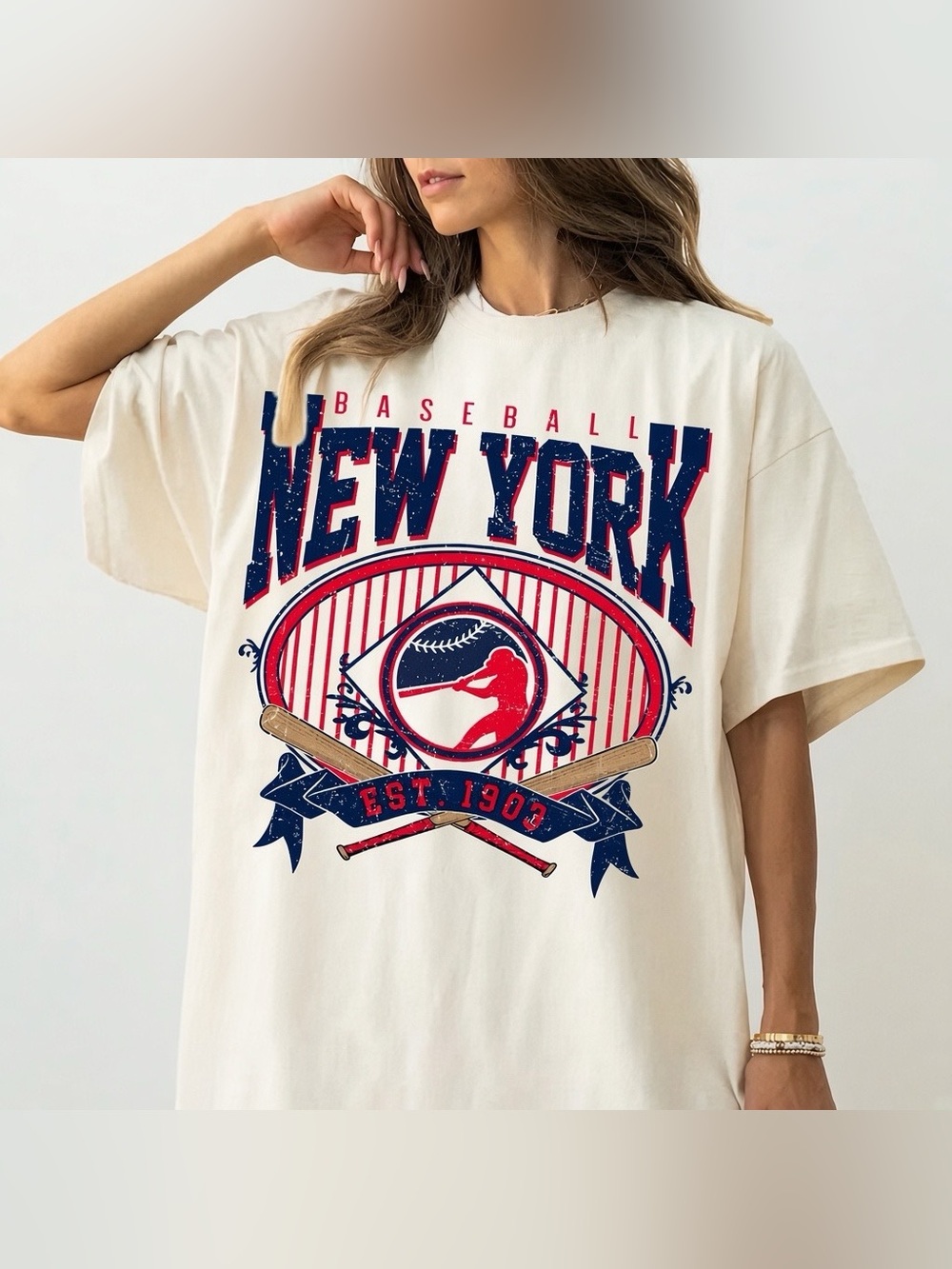 Retro New York Baseball Comfort Color Tee, Diamonds Game Day Graphic T-Shirt